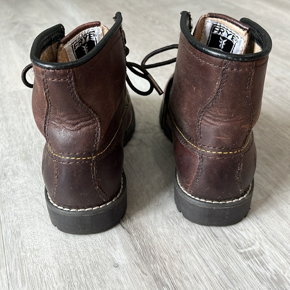 Frye Dakota Mid Lace Up Tie Leather Boots Brown Boys Unisex Youth 13.5 - Picture 6 of 11